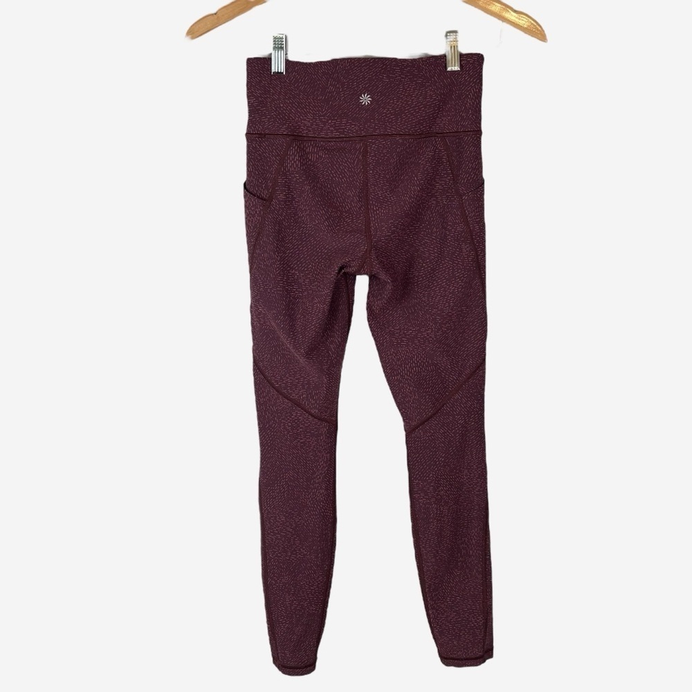 Athleta Salutation Stash Pocket Rainwater Tight Size XS Burgundy Printed - Picture 5 of 13